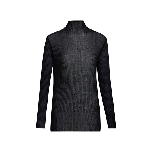 Maglia Donna a collo alto con strass Nero