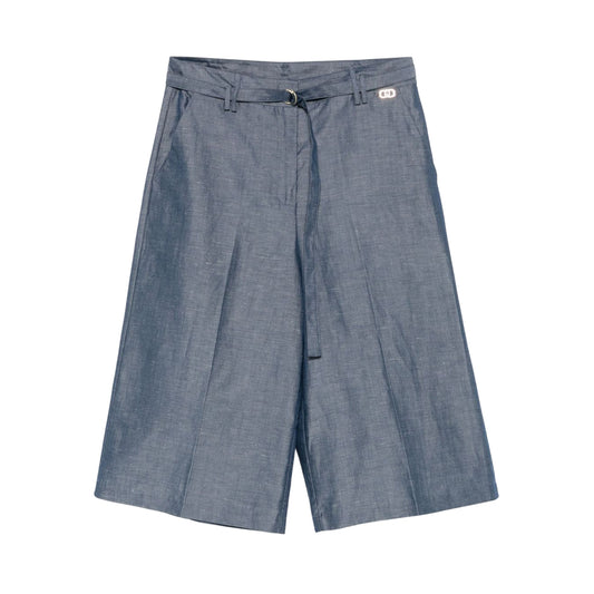 Bermuda Donna in misto lino Azzurro