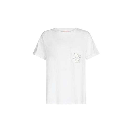 T-shirt da Donna con taschino e logo con perle