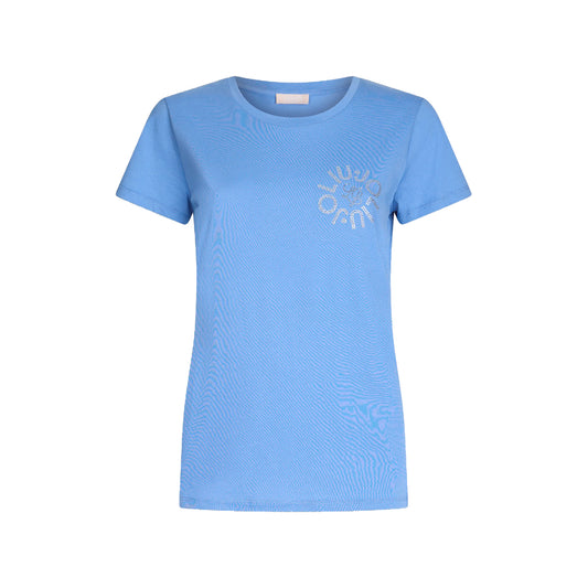 T-shirt Donna con logo e strass Azzurro