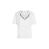 T-shirt bianca da donna con strass sullo scollo