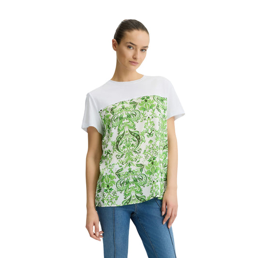 T-shirt Donna con dettaglio stampato Verde modella frontale