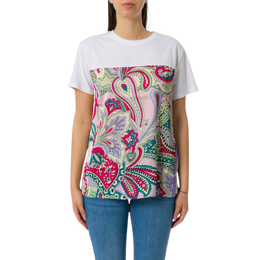 T-shirt Donna con dettaglio stampato in raso modella frontale