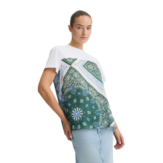 T-shirt Donna con dettaglio stampato Blu modella frontale