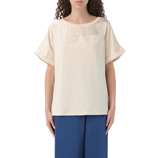 T-shirt da donna a tinta unita con girocollo