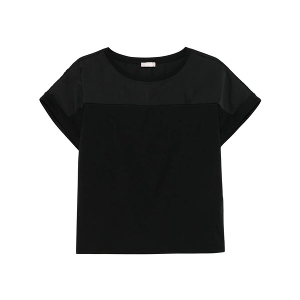 T-shirt da donna a tinta unita con girocollo