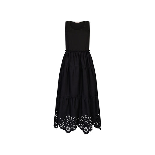 Abito Donna Nero con ricami al fondo