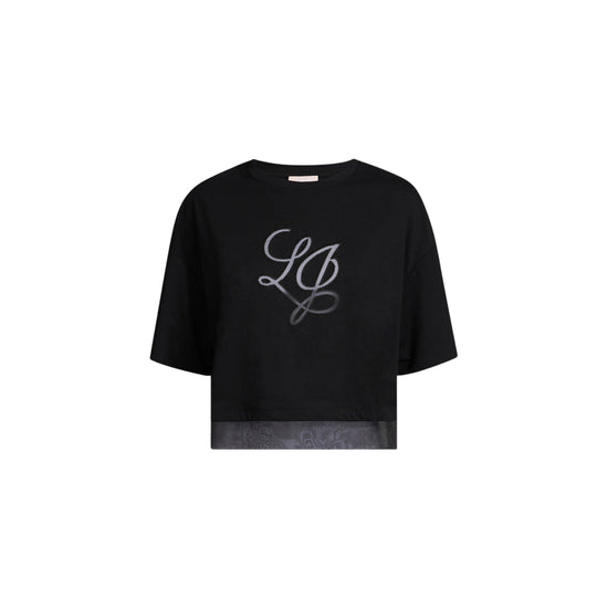 T-shirt Donna con inserti in organza nero
