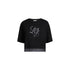 T-shirt Donna con inserti in organza nero