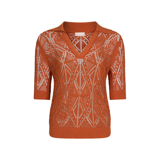 Maglia Donna in misto cotone crochet arancione