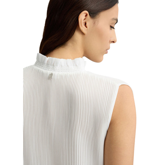 Top Donna in georgette bianco plissé dettaglio retro