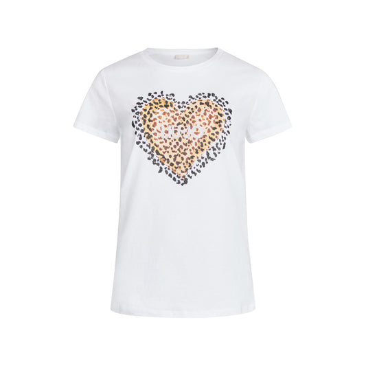 T-shirt Donna Bianca con cuore animalier