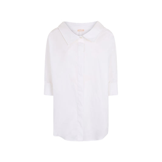 Camicia Donna in popeline Bianca con maxi colletto