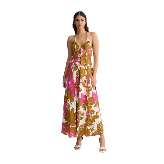 Abito lungo Donna con stampa floreale modella frontale