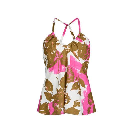 Top Donna in popeline con stampa floreale