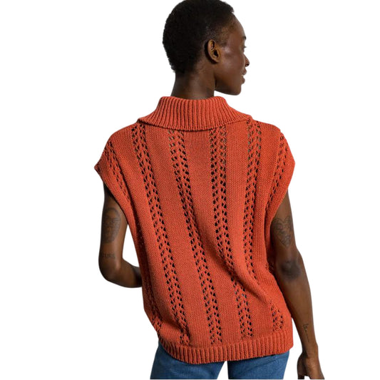 Maglia Donna in cotone crochet Rosso 
