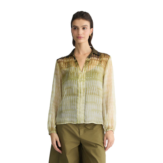 Blusa Donna in chiffon stampato  modella frontale