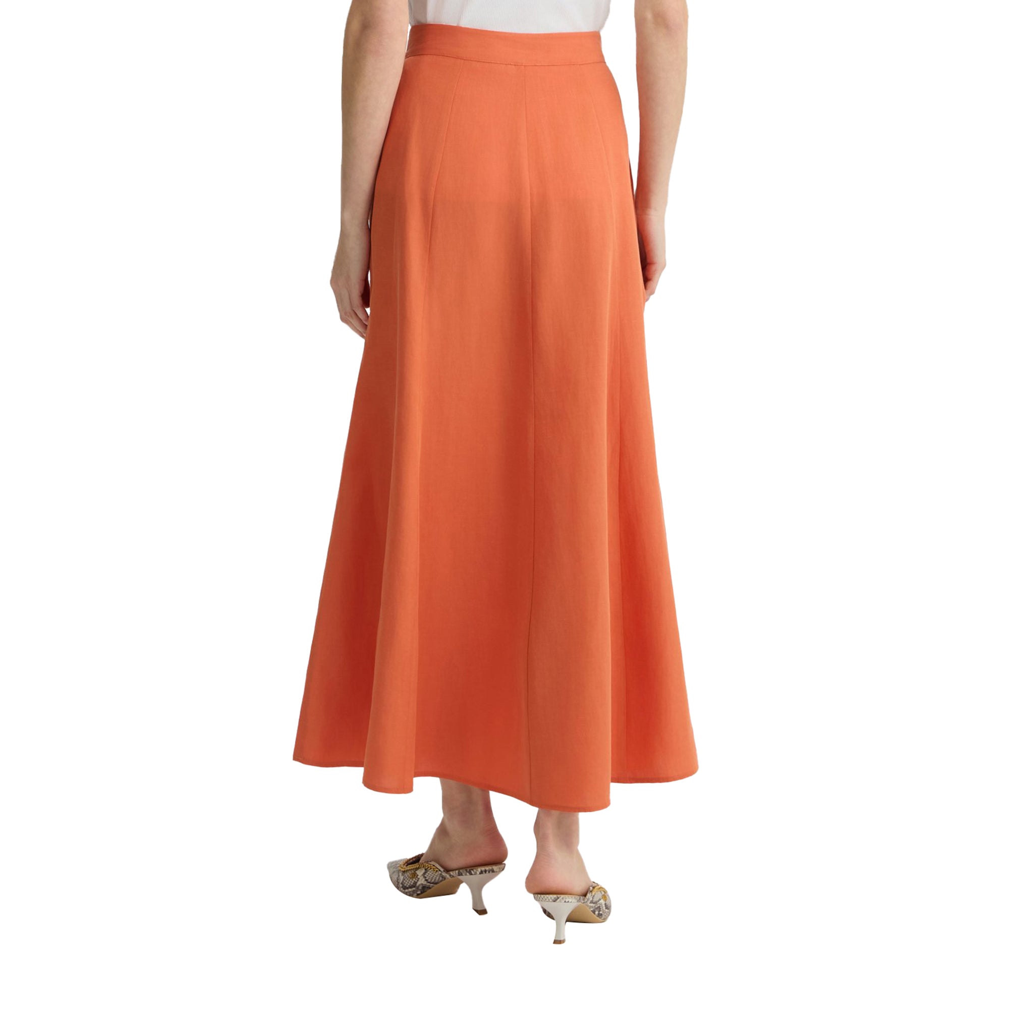 Women's Long Skirt in Orange Linen Blend - Liu Jo | Martini 900