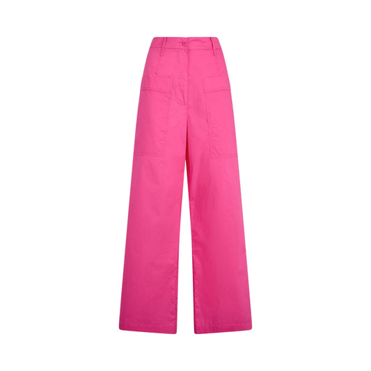 Pantaloni a palazzo da donna in popeline fucsia