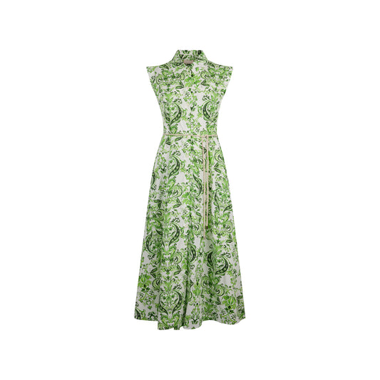 Abito lungo Donna chemisier stampa floreale Verde