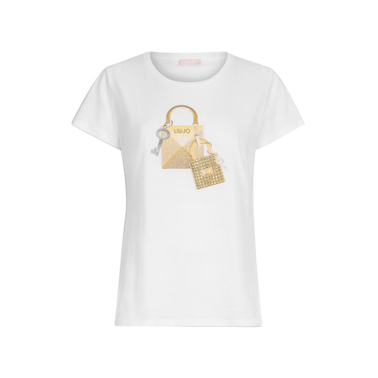 T-shirt Donna con stampa grafica con strass