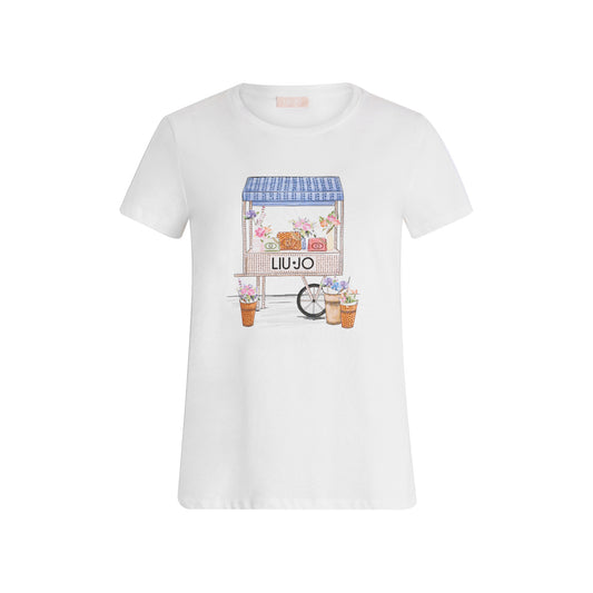 T-shirt Donna con stampa, logo e strass
