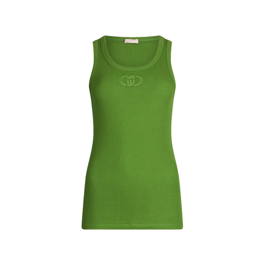 Top Donna in cotone con logo Verde
