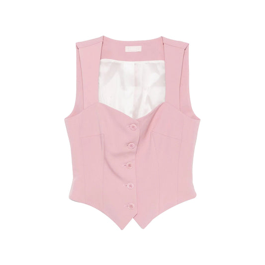 Top da Donna Rosa con bottoni frontali