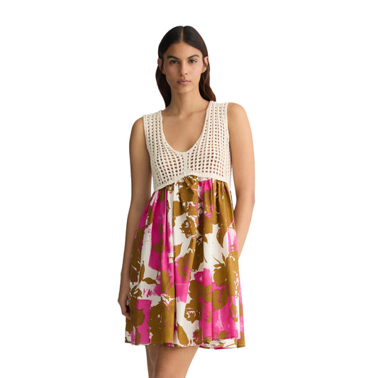 Abito Donna corto con gonna con stampa modella frontale