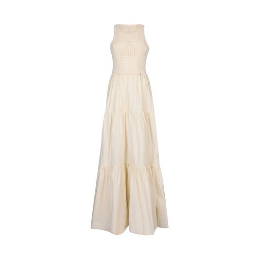 Abito lungo Donna in cotone beige