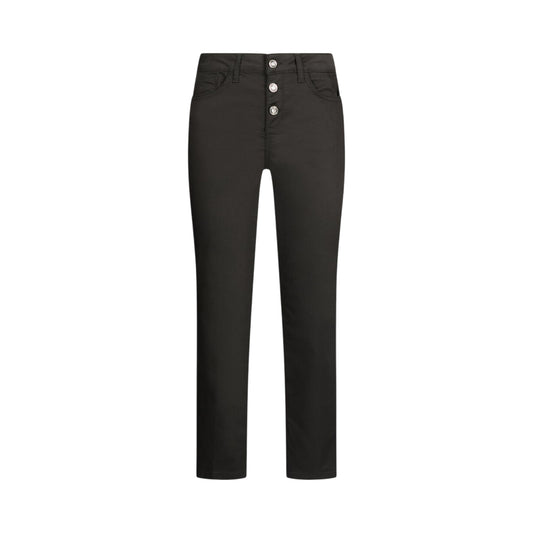 Pantaloni cropped donna a vita alta nero
