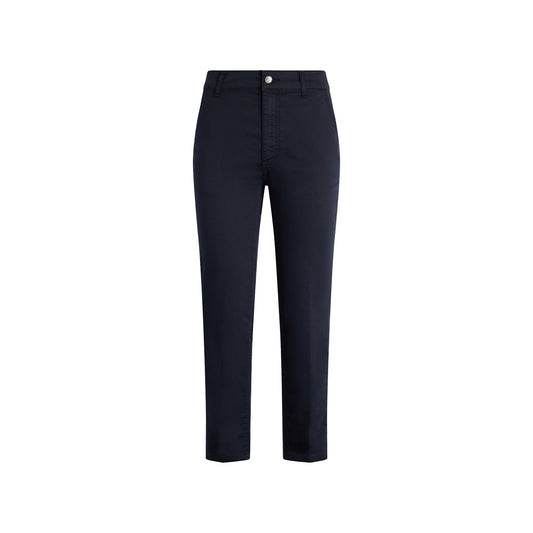 Pantaloni Cropped Donna a vita alta blu navy