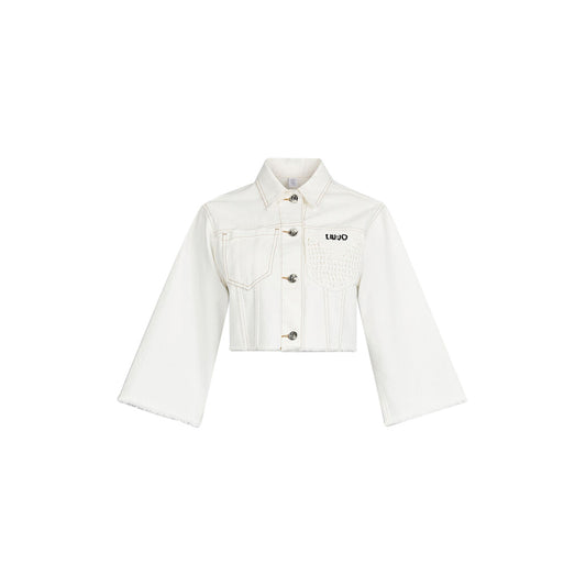 Giacca Donna cropped bianca con ricami