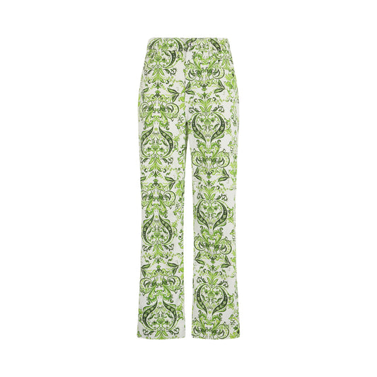 Pantaloni Donna in cotone stampato verde