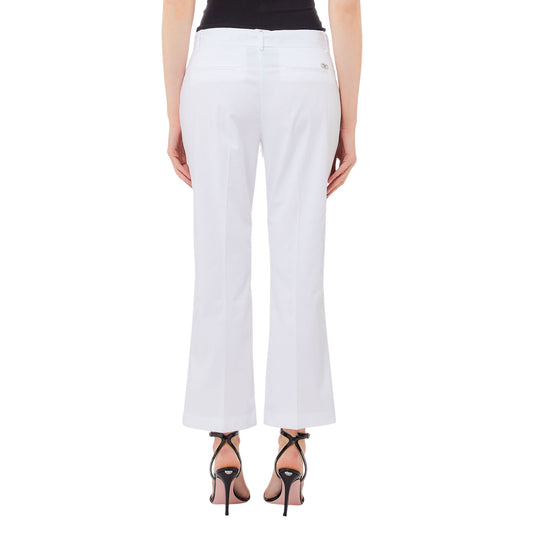 Pantaloni Bianchi Donna con cinta in vita modella retro