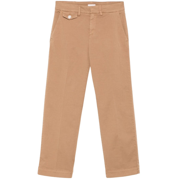 Pantaloni Donna Chino cropped tinta unita beige