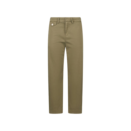 Pantaloni Donna Chino cropped tinta unita verde