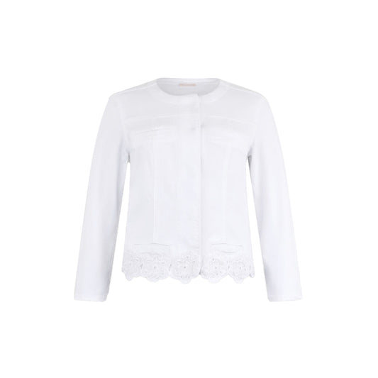 Giacca Bianca Donna con dettaglio uncinetto
