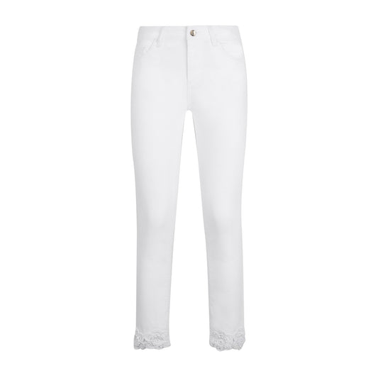 Pantaloni Donna Skinny con ricami Bianco