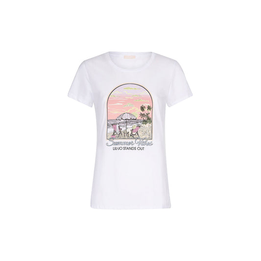 T-shirt Donna in cotone con stampa frontale