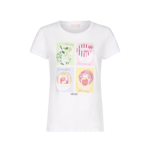 T-shirt Donna in cotone con stampa cocktail