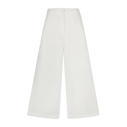 Pantaloni Donna a palazzo in ramiè bianco