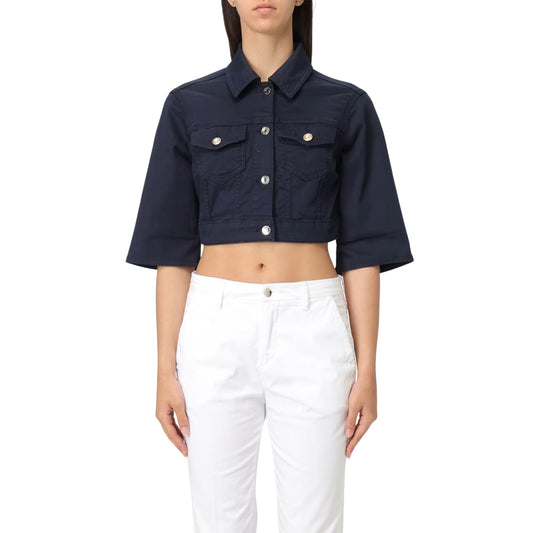 Giacca di jeans Donna con tasche a toppa con patta