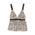 Top Donna animalier con scollo a V e borchie