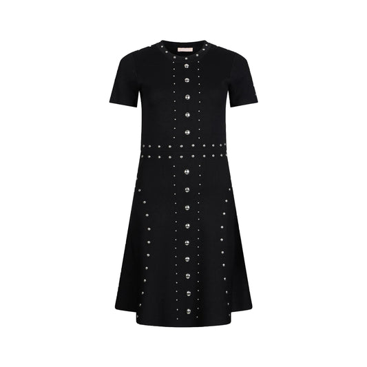 Abito corto Donna in maglia nera con borchie