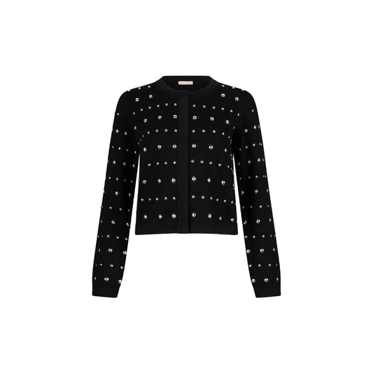 Cardigan Donna nero con borchie