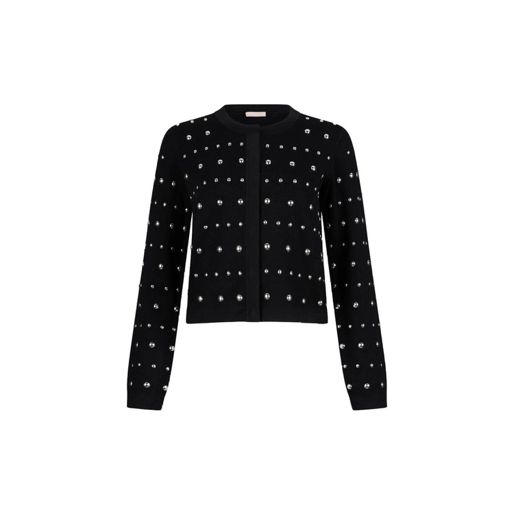 Cardigan Donna nero con borchie