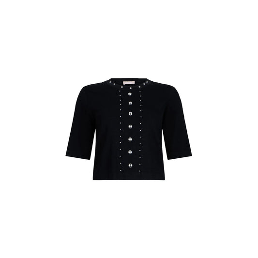 Maglia Donna a manica corta con borchie Nero
