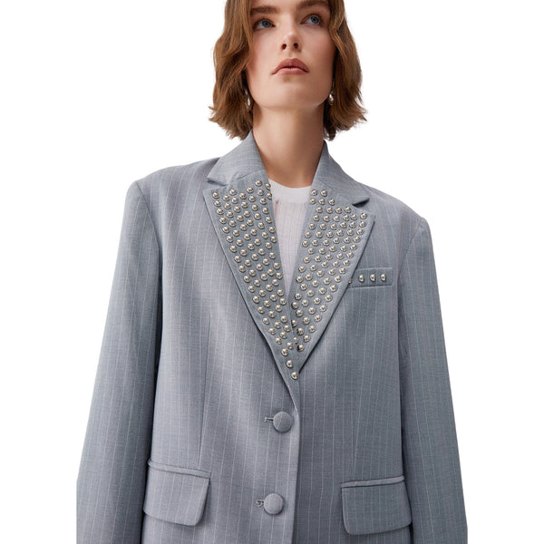 Giacca gessata con piccole borchie silver