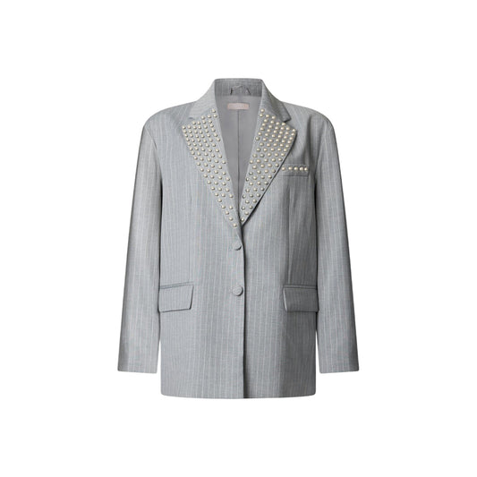 Giacca gessata con piccole borchie silver